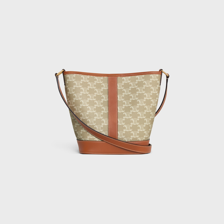 SMALL BUCKET IN TRIOMPHE CANVAS AND CALFSKIN GREGE - Image 3